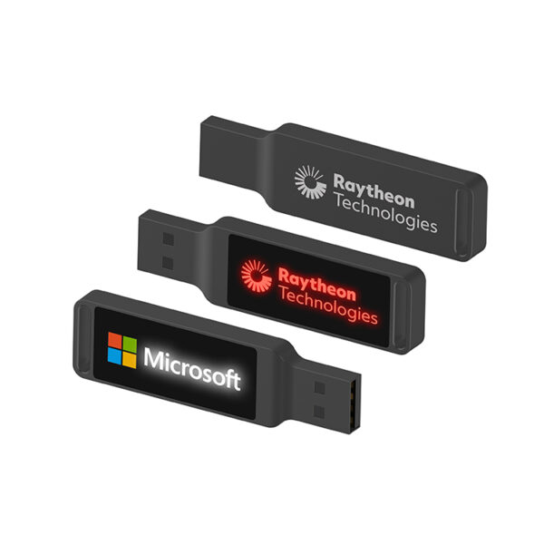 Pendrive Personalizado de Metal negro con logotipo led