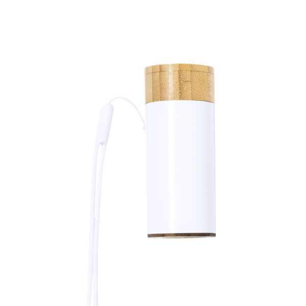 Power bank bambu con auriculares personalizados