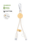 Cable Cargador Personalizado Bambu Con Mosqueton